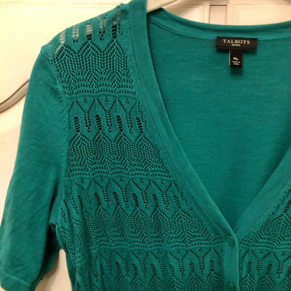 Talbots Green Short Sleeve Cardigan - Picture 2 of 3
